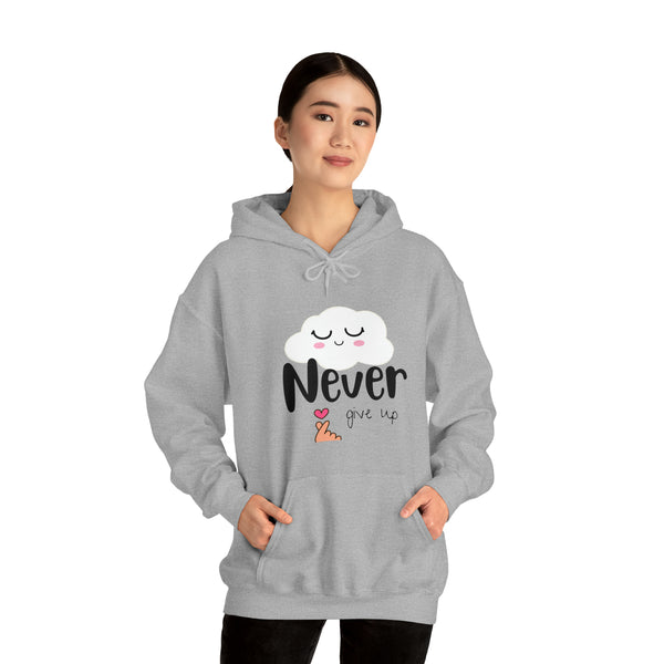 Never give up -- Men and Women's Hooded l Thick blended cotton l Love Jesus l positive words shirt, gift for her, gift for him