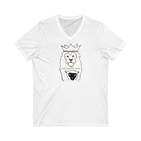 Lion and the Lamb Unisex Adult Shirt  -- Short Sleeve l V-Neck Tee