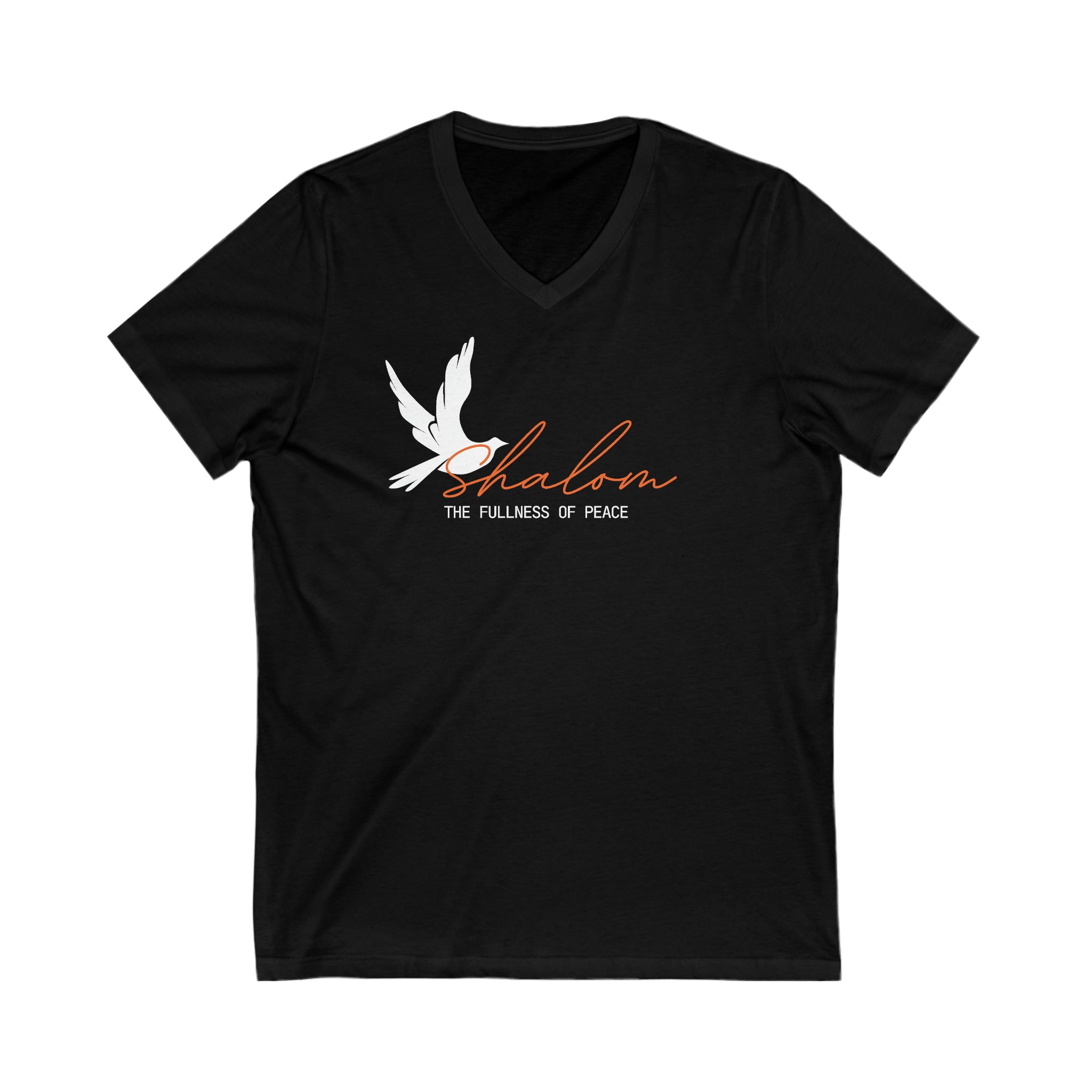 Shalom-- the fullness of peace --  Short Sleeve V-Neck Tee l Dark color