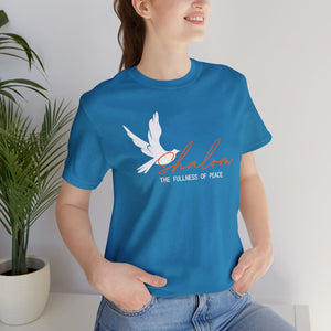 Shalom -- Unisex adult Jersey Short Sleeve Tee, gift for him, gift for her, peace shirt, dove shirt